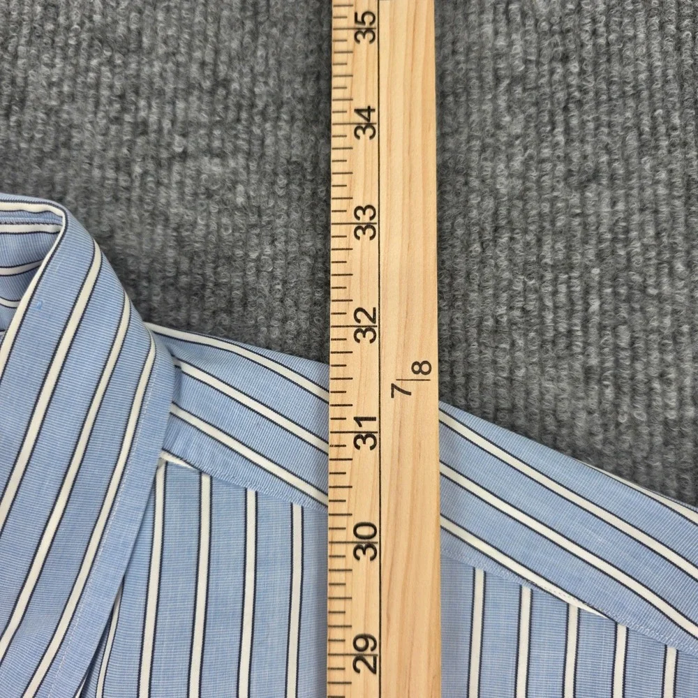 Ralph Lauren Classic Fit Striped Button Down Shirt Blue White Mens 17.5 34/35